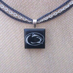 Handmade Penn State Lions Nittany Tile Wood Pendant Paw Print Clasp